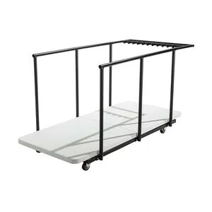 Oviala Business Rekkem Klapptisch 180 x 75 x 74cm x18 Weiß und Transportwagen 150 x 78 x 83cm Grau