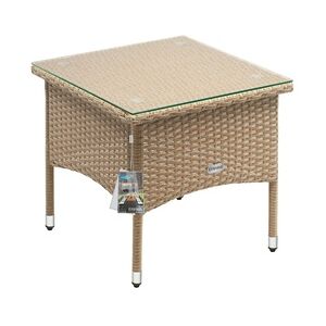 CASARIA® Polyrattan Beistelltisch 50x50x45cm Beige Grau