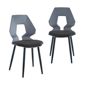 Trisens 2er 4er Set Design Stühle Esszimmerstühle Küchenstühle Wohnzimmerstuhl Bürostuhl Kunststoff  2 St. Grau / Schwarz