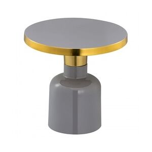 Amagohome Beistelltisch rund ø 45 H 45 cm Dekotisch Lampentisch Sofatisch Glam Tisch Metall und Emaille : grau