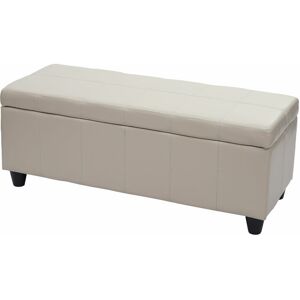 HHG Aufbewahrungs-Truhe Kriens, Sitzbank Bank, Kunstleder, 45x114x45cm creme - beige