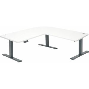 Eck-Schreibtisch HHG 772, Computertisch, elektrisch höhenverstellbar 178x178cm 84kg weiß, anthrazit-grau - white