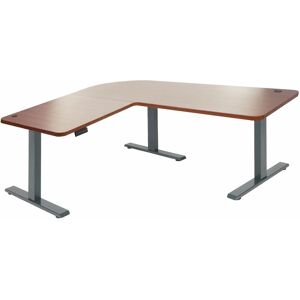 Eck-Schreibtisch HHG 772, Computertisch, elektrisch höhenverstellbar 178x178cm 84kg natur, anthrazit-grau - brown