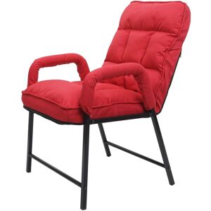 Neuwertig] Esszimmerstuhl HHG 127, Stuhl Polsterstuhl, 160kg belastbar Rückenlehne verstellbar Metall Stoff/Textil rot - red