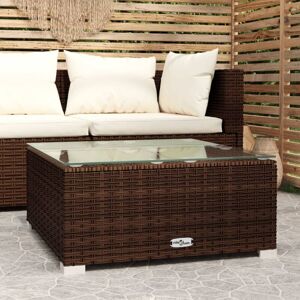 Maisonchic - Garten-Couchtisch Garten-Beistelltische Braun 60x60x30 cm Poly Rattan und Glas TJHZS201508