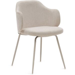 Yunia Stuhl in Beige mit Stahlbeinen mit beigem Finish - Kave Home