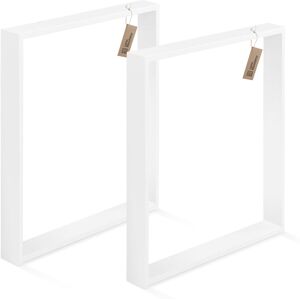 LAMO Manufaktur Tischbeine für Schreibtisch Esstisch, Simple Massive, Vierkantprofil 80x20 mm, Tischgestell 50x72 cm (BxH), Weiß, 2 Stück,