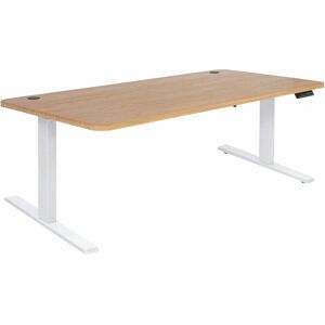 Hegele - neuwertig] Schreibtisch HHG-766, Computertisch, elektrisch höhenverstellbar 160x80cm 53kg braun Struktur, weiß - brown