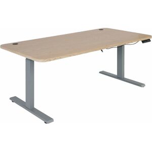 Schreibtisch HHG 766, Computertisch, elektrisch höhenverstellbar 160x80cm 53kg hellbraun, grau - brown