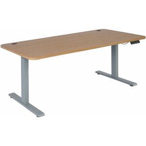Schreibtisch HHG 766, Computertisch, elektrisch höhenverstellbar 160x80cm 53kg braun Struktur, grau - brown