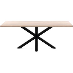 Kave Home Argo Tisch rechteckig mit Melaminoberfläche - natur-schwarz - Breite: 200 cm - Tiefe: 100 cm - Höhe: 78 cm