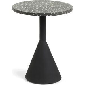 Kave Home Delano Beistelltisch aus Terrazzo - schwarz - Breite: 40 cm - Tiefe: 40 cm - Höhe: 50 cm