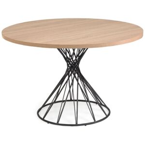 Kave Home Niut Tisch rund - natur-schwarz - Breite: 120 cm - Tiefe: 120 cm - Höhe: 77 cm