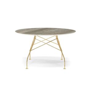 Kartell Glossy Marble Tisch rund groß gold / Marmoroptik Tropical Grey