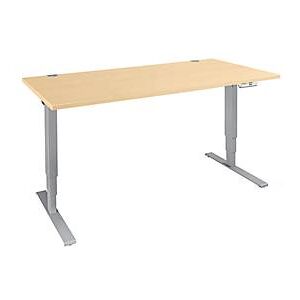 Schäfer Shop Genius Schreibtisch AERO FLEX, elektrisch höhenverstellbar, Rechteck, T-Fuß, B 1200 x T 800 x H 620-1280 mm, Ahorn/weißalu