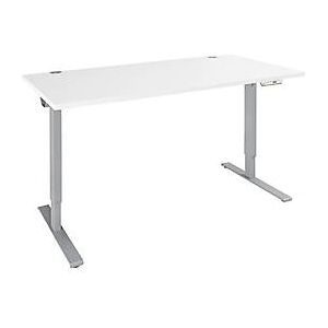 Schäfer Shop Genius Schreibtisch AERO FLEX, elektrisch höhenverstellbar, Rechteck, T-Fuß, B 1200 x T 800 x H 620-1280 mm, weiß/weißalu