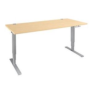 Schäfer Shop Genius Schreibtisch AERO FLEX, elektrisch höhenverstellbar, Rechteck, T-Fuß, B 1800 x T 800 x H 620-1280 mm, Ahorn/weißalu