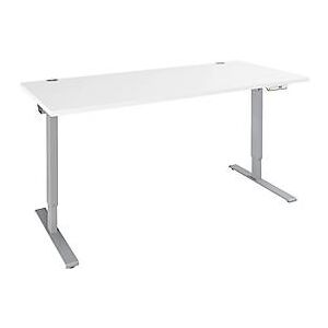 Schäfer Shop Genius Schreibtisch AERO FLEX, elektrisch höhenverstellbar, Rechteck, T-Fuß, B 1800 x T 800 x H 620-1280 mm, weiß/weißalu