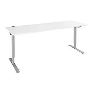 Schäfer Shop Genius Schreibtisch AERO FLEX, elektrisch höhenverstellbar, Rechteck, T-Fuß, B 2000 x T 800 x H 620-1280 mm, weiß/weißalu