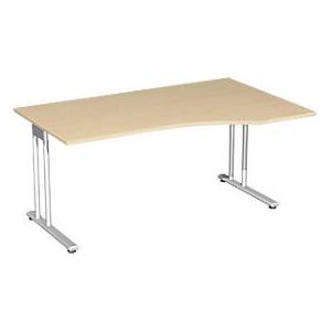 Schreibtisch mit Ansatz PALENQUE, C-Fuß, Freiform, Ansatz rechts, B 1800 x T 800/1000 x H 720 mm, Ahorn-Dekor