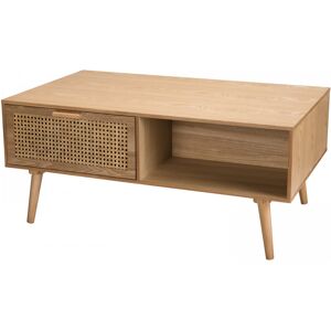 MACABANE Couchtisch mit 1 offenem Fach und 2 Schubladen aus Kiefer L100 100x45x60cm