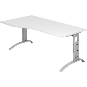 hjh OFFICE PRO FARO 18 S   Schreibtisch - 180 x 100 höhenverstellbar Weiß/Silber