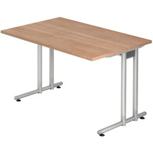 hjh OFFICE PRO NANO 12 S   Schreibtisch - 120 x 80 Nussbaum/Silber