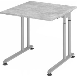 hjh OFFICE PRO ZENO 8 S   Schreibtisch - 80 x 80 höhenverstellbar Beton/Silber