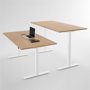 Direkt Interiör Höhenverstellbarer Schreibtisch - Pro3, Größe 100x60 cm, Tischplatte Eiche, Stativ Weiß