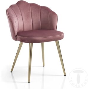 Tomasucci shell chair mit metallbeinen und samtartiger stoffpolsterung