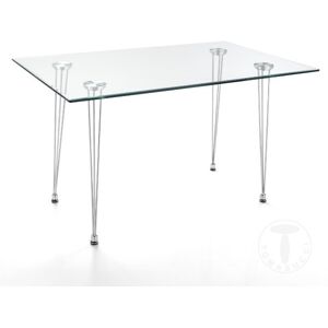 Matra fixed table von tomasucci mit verchromter metallstruktur und gehärteter