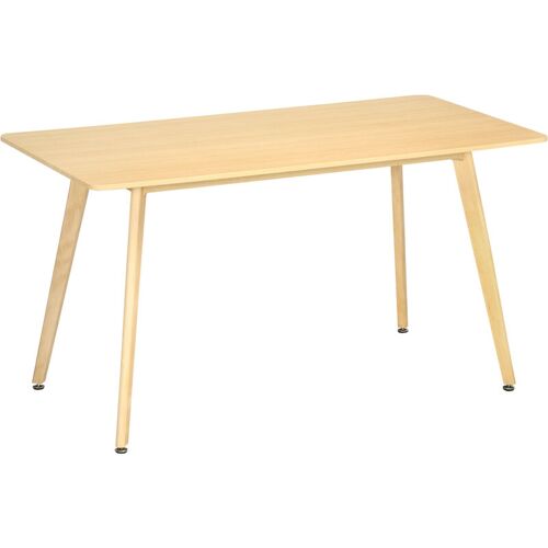 HOMCOM Esstisch, Küchentisch, Tischplatte in Holzoptik, Beine aus Buchenholz, 140 x 70 x 75 cm – Naturholz