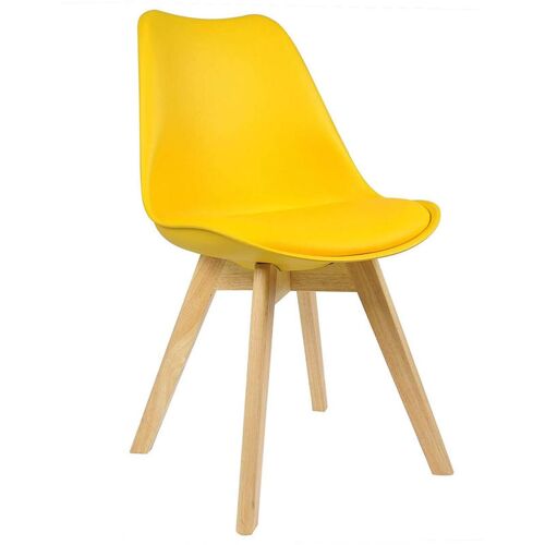 WOLTU 1 x Esszimmerstuhl 1 Stück Esszimmerstuhl Design Stuhl Küchenstuhl Holz Gelb – gelb – Woltu