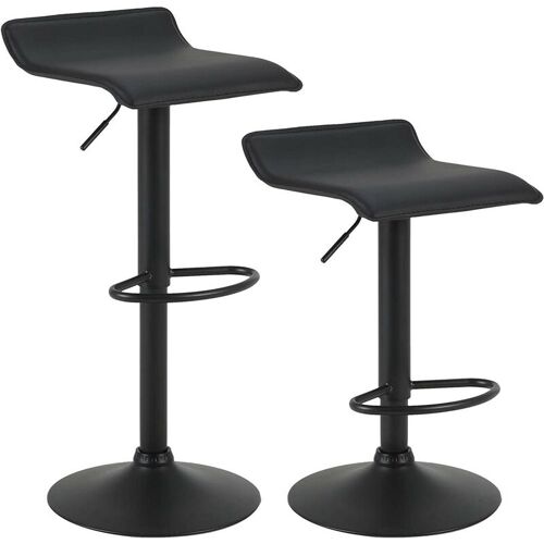 WOLTU Barhocker 2er Set Barstuhl Tresenhocker Bistrohocker Designer Hocker, höhenverstellbar drehbar, Kunstleder Stahl, Schwarz – Woltu