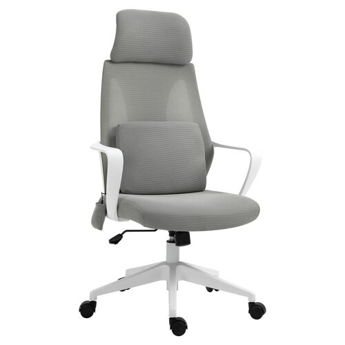 Vinsetto Gamingstuhl Bürostuhl Massagesessel Drehstuhl höhenverstellbar ergonomisch massage Nylon Grau 62x60x114-122 cm