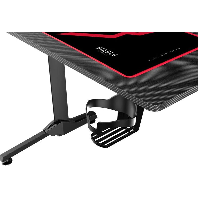 DIABLO CHAIRS Diablo X-Mate Gaming Tisch Schreibtisch pc Computertisch Ergonomisch Carbon Tischplatte Kopfhörerhaken Getränkehalter Rutschfester Fußschutz (160 x