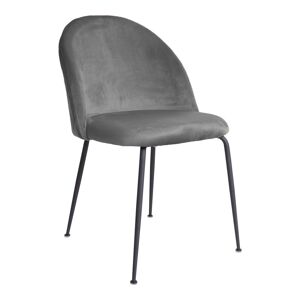 Geneve spisebordsstol med sorte ben – Grå velour