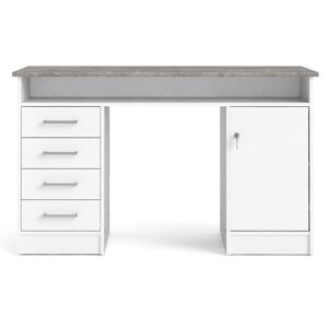 Løkken skrivebord - Oxid beton / Hvid