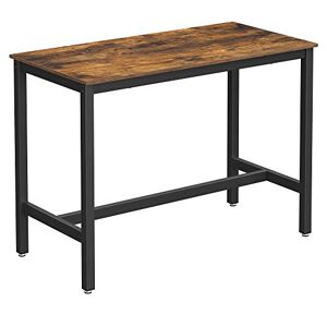 VASAGLE Barbord, Industrielt køkkenbord, Spisebord, Trælook, 120 x 60 x 90 cm