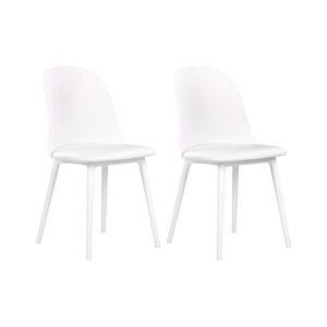 Beliani Stol hvid 2 stk plast kunstlæder armløs spisebordsstol minimalistisk moderne stil spisestue køkken
