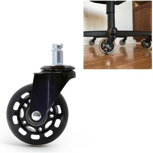 shopnbutik 2.5 tommer PU sort gennemsigtig cykelpasning kontorstol 11x22mm polstret skrue universalhjul