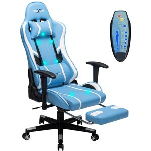 Douxlife Gaming stol massage kontorstole Ergonomisk design med ryglæn + nakkestøtte + fodstøtte