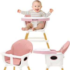 Kidooplay Tasty - Spisebordsstolesæt 2-i-1, stol, fodskammel, bakke, farve pink