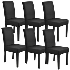 [neu.haus]® Stolbetræk sæt - 6 stk.  - sort - stretch materiale til stol af forskellige størrelser