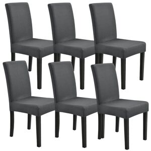 [neu.haus]® Stolbetræk sæt - 6 stk.  - mørkegrå - stretch materiale til stol af forskellige størrelser