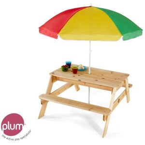 Plum Picnic bord til børn med parasol - Træ - Naturlig