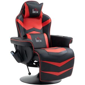 Rootz Living Rootz Gaming Stol - Massagefunktion - Inklusiv fodstøtte - Tv-stol - Liggende funktion - Kunstlæder - Rød + Sort - 79,5W x 82,5D x 111,5H cm