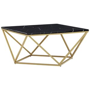 Beliani Sofabord Sort Guld Metal MDF 80 x 80 x 40 cm Firkantet Dekorativ Marmor Bordplade til Stuen Glamour Moderne stil Inspiration Tilbehør