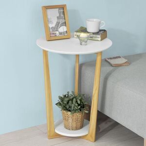 SoBuy Sofabord Hjørnebord Cafébord med hylder Længde 45 cm Bredde 45 cm Højde 60 cm hvid FBT52-WN