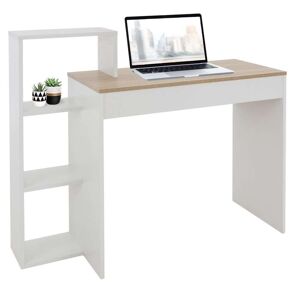 ECD-Germany Skrivebord med hylde 110x72x40 cm Hvid/Sonoma Eg Træ ML Design